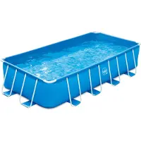 Mountfield RECHTECKIGER METALLRAHMEN-POOL – 4,88 x 2,44 x 1,07 m mit 12-V-Filterpumpe – 3,8 m³ Klapptritt Abdeckung und Bodenplane