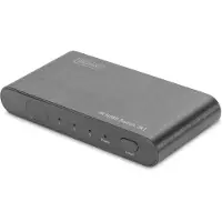 Digitus 4K HDMI Switch, 3x1, HDMI, Aluminium, Schwarz, 1080i, 1080p, 3840 x 2160 Pixel, 12 Bit