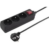 PremiumCord power strip standard 3 sockets 2m black (ppa3k-02bk)