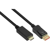 Alcasa Anschlusskabel DisplayPort 1.4 an HDMI 2.0, 4K @60Hz, vergoldete Kontakte, OFC, schwarz, 5m,