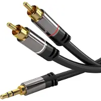 PremiumCord Kabel Jack 3,5 mm - Cinch (Cinch) x 2 5 m Schwarz (kjqcin5)