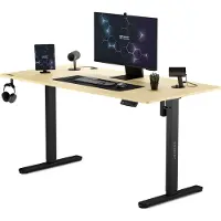 Sense7 Nojo Höhenverstellbarer Schreibtisch 140x70 cm Elektrisch Hellbraun Schwarz Gaming Tisch Computertisch Standing Desk Memory Funktion XXL PC