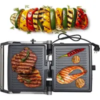 Kamille Elektrogrill 2000 Watt Ausklappbarer Sandwichtoaster Km-6706