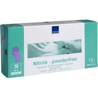 Abena Sensitive Nitril Einweghandschuhe, lila, Unsterile, puderfreie Einmalhandschuhe mit Rollrand, 1 Karton = 10 Packungen à 100 Stück, Größe S