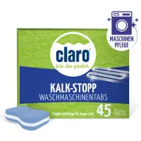 Claro Wasserenthärter Öko Kalk-Stopp, für Waschmaschine, Tabs, gegen Kalk und Korrosion, palmölfrei, vegan, 45 WL