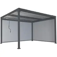 Mendler Alu Pergola MCW-L41 mit 2x Seitenwand, Lamellen-Pavillon, stabiles 8cm-Metall-Gestell 3x3,7m anthrazit