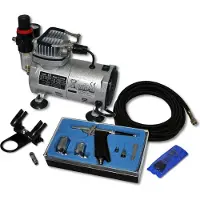 Wiltec Einsteiger Airbrush Kompressor Set AS18-2 Airbrushpistole DA116 Zubehör