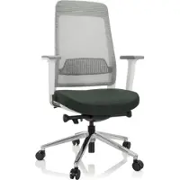 Hjh OFFICE Profi Bürostuhl CHIARO T2 WHITE Ergonomischer Schreibtischstuhl mit Armlehnen (höhenverstellbar) Stoff / Netzstoff Schwarzgrün/Grau Drehstuhl für Büro, Zuhause
