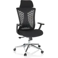 Hjh OFFICE Profi Bürostuhl FALEO B Ergonomischer Schreibtischstuhl mit Armlehnen Stoff / Netzstoff Schwarz Drehstuhl für Büro, Zuhause