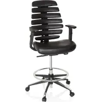 Hjh OFFICE ERGO LINE II WORK Kunstleder - Arbeitsstuhl Arbeitshocker Schwarz