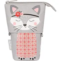 Herlitz Kitty, Weiches Federmäppchen, Polyester, Grau, Pink, Weiß, Abbildung, Reißverschluss, Kind