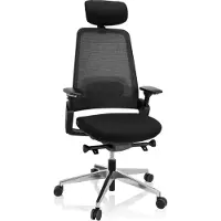 Hjh OFFICE Profi Bürostuhl BRACIO Ergonomischer Schreibtischstuhl mit Armlehnen (höhenverstellbar) Stoff / Netzstoff Schwarz Drehstuhl für Büro, Zuhause