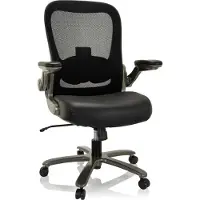 Hjh OFFICE XXL Drehstuhl INSTRUCTOR XXL T I Bürostuhl gepolstert bis 220 kg belastbar mit abklappbaren Armlehnen Netzstoff/Leder für Büro, Zuhause