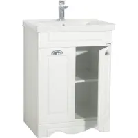 VCM 2-tlg. Waschplatz | Waschtisch Breite 60 cm | Badmöbel Set mit Landhaus Styl | Waschbecken aus Keramik | Landhaus Casalo L