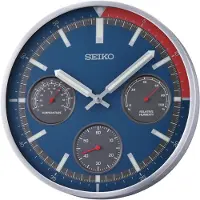 Seiko QXA822S Wanduhr Thermometer Hygrometer Blau/Rot