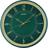 Seiko QXA834M Wanduhr Quarz mit Leisegang Grün/Goldfarben