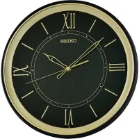 Seiko QXA834K Wanduhr Quarz mit Leisegang Schwarz/Goldfarben