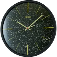 Seiko QXA828K Quarz Wanduhr mit Leisegang Schwarz/Goldfarben