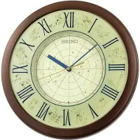 Seiko QHA013B Wanduhr Tierkreiszeichen Braun/Beige