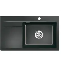 SYSTEMCERAM Spüle KeraDomo STEMA 86 SL in NERO Becken rechts mit Handbetätigung /
