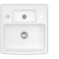 SYSTEMCERAM KeraDomo Elementspüle CENTRA 60 GRÖNLAND für AP-Tiefe 60 cm - Excenterbedienung / / Keramikspüle