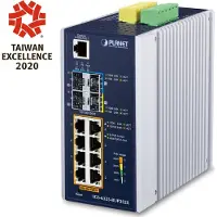 Planet IP30 DIN-rail Industrial L3 8P, Managed, L3, Gigabit Ethernet (10/100/1000), Vollduplex, Wandmontage