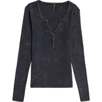 G-Star Deep V Overdyed Henley Slim Top - Dunkelblau - Damen - XXS