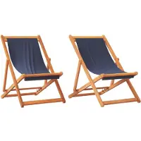 vidaXL Strandstühle 2 Stk. Klappbar Blau Stoff