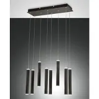 FABAS LUCE Prado 8-flammige Pendelleuchte - 52W dimmbare LED - Mattschwarzes lineares Design