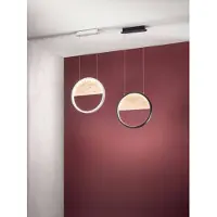 FABAS LUCE Pierre LED-Pendelleuchte, 29 W, Ø 400 mm, weißes Metall- und Holzgestell, warmes Licht (3000 K), stufenlos dimmbar, modernes und elegantes Design