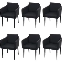 Mendler 6er-Set Esszimmerstuhl MCW-H93, Küchenstuhl Lehnstuhl Stuhl Kunstleder schwarz