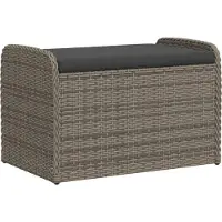 vidaXL Sitzbank mit Stauraum & Kissen Grau 115x51x52 cm Poly Rattan