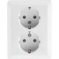 Milos Schutzkontakt-Steckdose 2-fach Doppel Steckdose 1 auf 2 Unterputz Einbau in einer UP-Dose 250V/16A Weiß matt