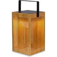 New Garden Newgarden Okinawa LED Laterne Solar und Akku 24 cm Bambus Braun