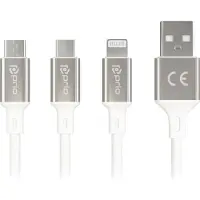 Prio 3 in 1 Micro USB & USB C & Lightning zu USB A Kabel 3A 1,2m weiß