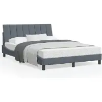 vidaXL Bettgestell ohne Matratze "Hanko" Dunkelgrau 140x190 cm Samt