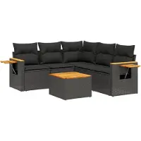 vidaXL 5-tlg. Garten-Sofagarnitur mit Kissen Schwarz Poly Rattan