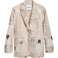 Desigual Damenblazer Frühling/Sommer Beige mit Druckmuster, Größe S