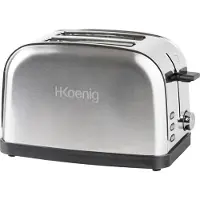 H.Koenig TOS7 Toaster / 2 Scheiben / 6 Bräunungsstufen / 850 W / Edelstahl / silber