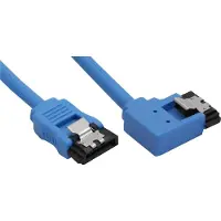 Intos SATA Anschlusskabel 50cm abgewinkelt links Blau, mit Sicherh