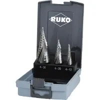 RUKO Stufenbohrersatz Größe 0 / 9,1,2 HSS 3tlg. Kunststoff -Kasssette - 101026RO