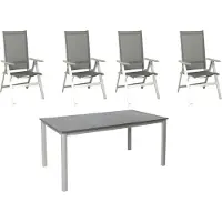 Acamp 4x Klappsessel urban platin 1x Lofttisch acaplan 160x90cm