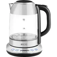 Ecg RK 1781 Glass | Wasserkocher | | Edelstahl | Regelbare Temperatur | Wasserstandsanzeige | 1,7 l | 2200 W |