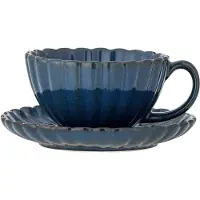 Bloomingville Latina Tassen und Untertassen blau 6er Set