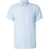 Scotch & Soda Herren Hemden Short-sleeved Regular Fit Linen Shirt - Lichtblauw - Größe M
