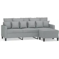 vidaXL 3-Sitzer-Sofa mit Hocker Hellgrau 180 cm Stoff