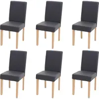 Mendler 6er-Set Esszimmerstuhl Stuhl Küchenstuhl Littau Kunstleder, grau matt, helle Beine