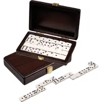 Philos Domino Klassik Doppel 6 Walnussoptik, Brettspiel ab 6 Jahren