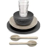 Koziol Geschirrset "Skagen" 10-teilig nature ash grey/nature desert sand
