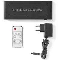 Nedis Hdmi-switch 5 Anschlüsse 5xhdmi Eingang Zu 1xhdmi Ausgang 4k Fernbedienung Metall 60hz